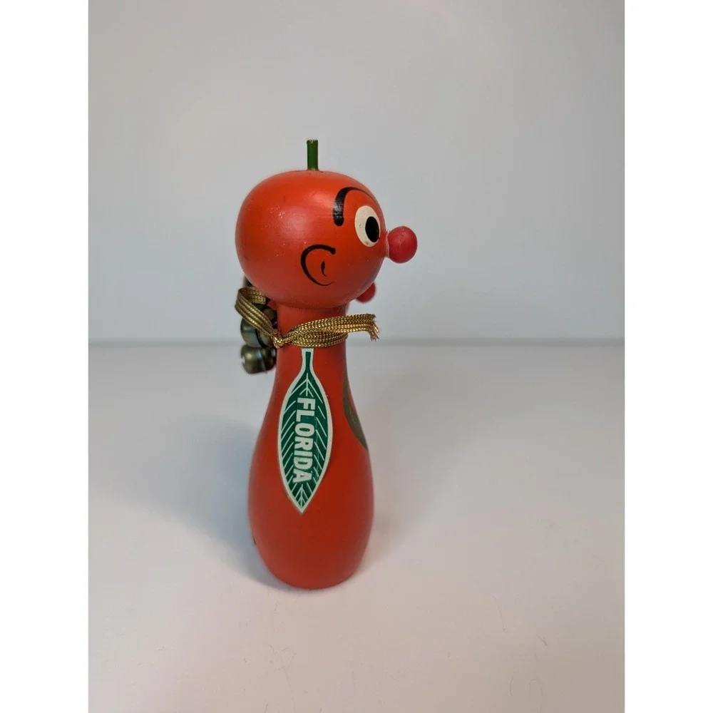 Anthropomorphic Salt Pepper Shakers Orange Wood Magnetic Vintage‎ 1950-60s Japan